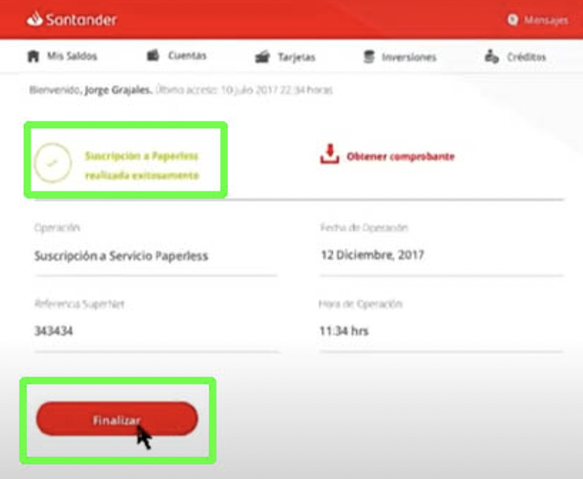 Estado de cuenta Santander digita