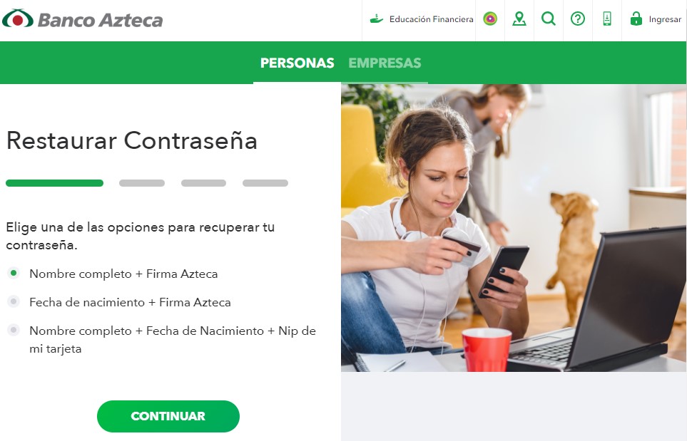 web de Banco Azteca
